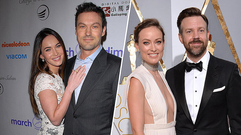 Zwei Hollywood-Paare, die sich nach vielen Jahren trennten: Megan Fox und Brian Austin Green (l.) sowie Olivia Wilde und Jason Sudeikis.