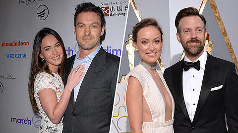 Zwei Hollywood-Paare, die sich nach vielen Jahren trennten: Megan Fox und Brian Austin Green (l.) sowie Olivia Wilde und Jason Sudeikis.