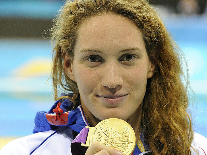 Camille Muffats größter Erfolg: Gold-Medaille über 400 Meter Freistil bei den Olympischen Spielen 2012 in London