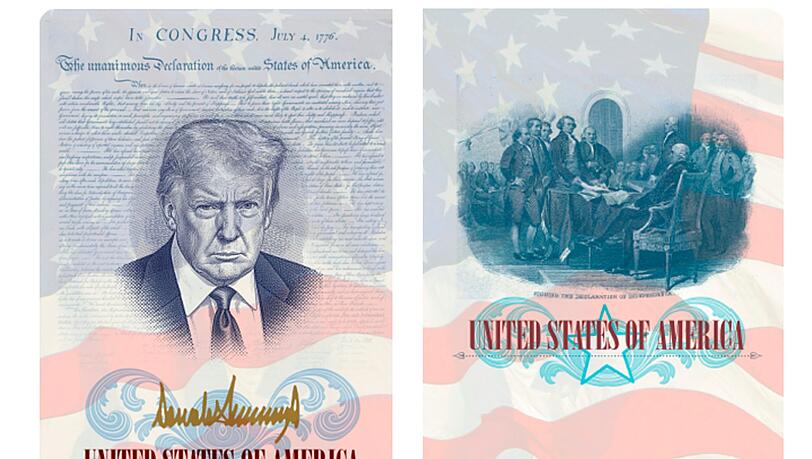 Donald Trump im Pass: Das Abbild des US-Pr&auml;sidenten wird auf der Innenseite einer Sonderausgabe der amerikanischen Reisedokumente zu sehen sein.