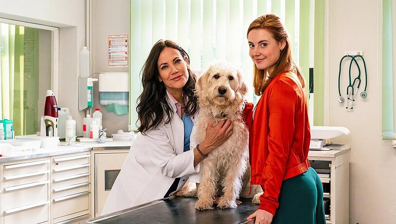 "Zwei Frauen für alle Felle: Neuanfang": Die Tierärztinnen Maja Freydank (Bettina Zimmermann, l.) und Julia Kramer (Meriel Hinsching) mit Hund Tessa.