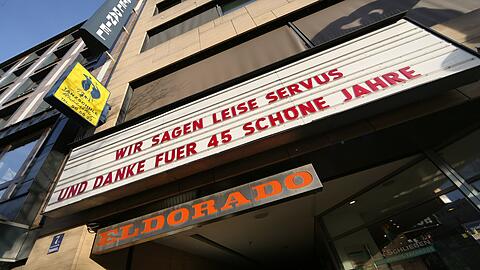 Letzter Gruß statt Programmankündigung: An seinem letzten Tag verabschiedet sich das Eldorado in der Sonnenstraße 7 von seinen Besuchern.