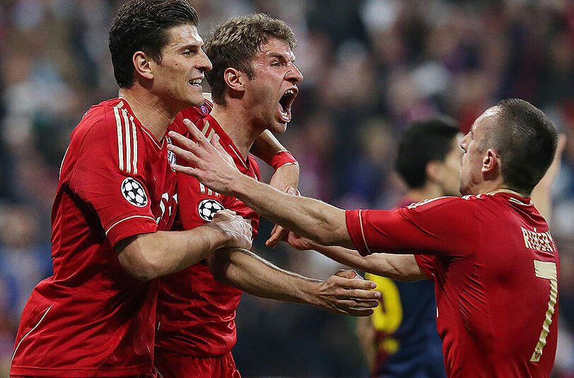23.4.2013 FC Bayern &ndash; FC Barcelona 4:0: Vier Jahre später, Guardiola und Klinsmann sind als Trainer bei ihren Vereinen Geschichte, gelingt den Bayern die Revanche für die Schmach von Barcelona. Sie führen die Katalanen beim 4:0 im Halbfinale vor. Zweimal Müller, Gomez und Robben erzielen die Tore. Aber damit nicht genug.