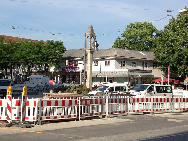 Die Mariensäule in Pasing - auch hier wird gebaut.