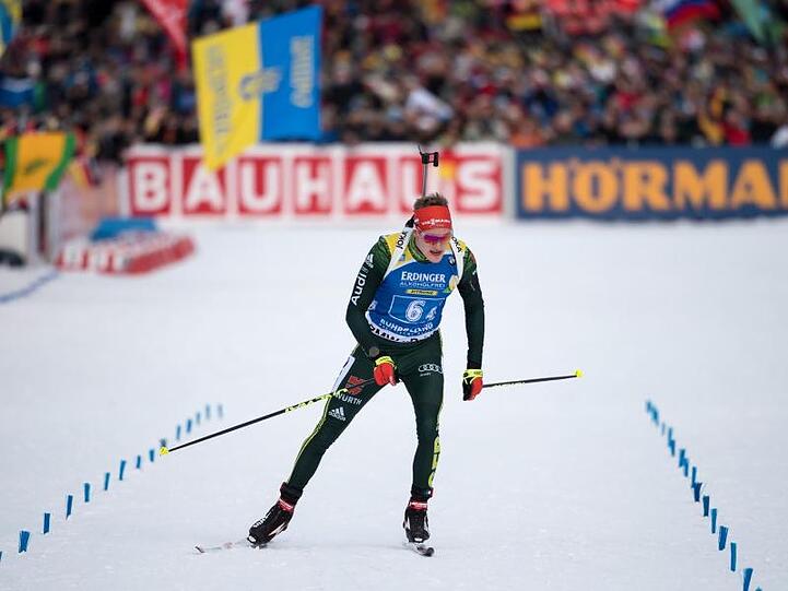Schlussläufer Benedikt Doll kam in Ruhpolding als Zweiter ins Ziel.