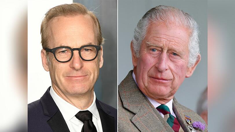 Entfernte Ähnlichkeit? Bob Odenkirk (l.) und König Charles III. Entfernte Ähnlichkeit? Bob Odenkirk (l.) und König Charles III.
