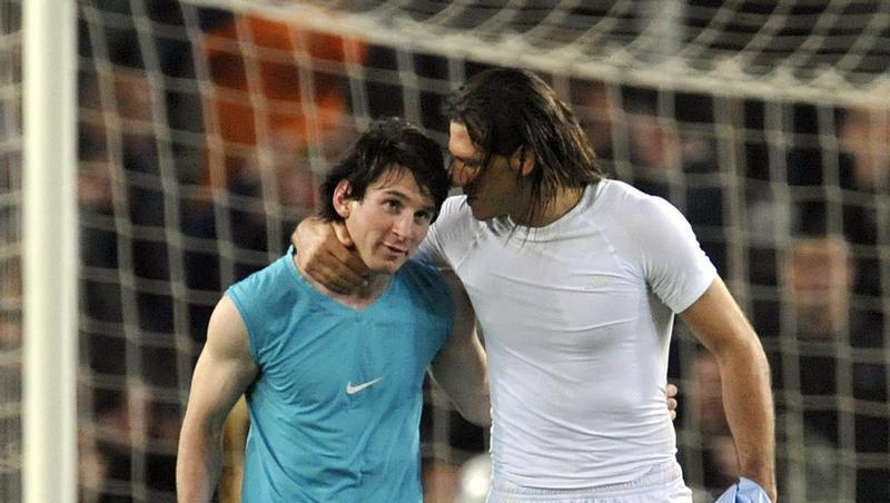 Lionel Messi (l.) und Martin Demichelis Lionel Messi (l.) und Martin Demichelis