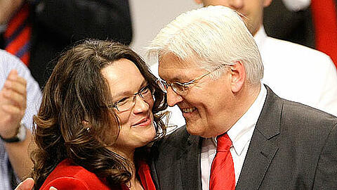 Bester Laune: Andrea Nahles und Frank-Walter Steinmeier