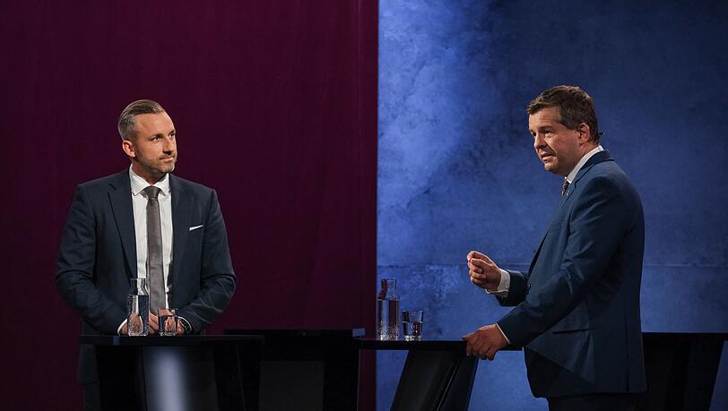 AfD-Spitzenkandidat Ulrich Siegmund und CDU-Spitzenkandidat Sven Schulze stehen sich noch bei mehreren Duellen gegenüber. (Archivbild) AfD-Spitzenkandidat Ulrich Siegmund und CDU-Spitzenkandidat Sven Schulze stehen sich noch bei mehreren Duellen gegenüber. (Archivbild)