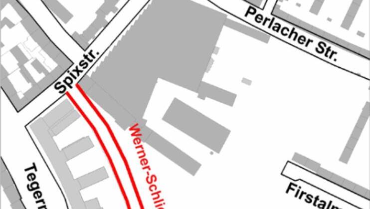 Hier verläuft die Werner-Schlierf-Straße. Hier verläuft die Werner-Schlierf-Straße.