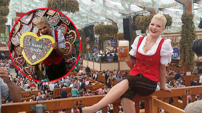 Dschungelkönigin Melanie Müller genießt einen (halben) Tag auf der Wiesn. Alle Bilder!