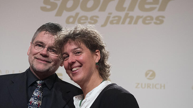 Die ehemalige Leichtathelin Steffi Nerius (r.) und Begleitung Frank Arentz.