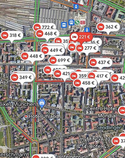 Die Hotelpreise nahe der Theresienwiese nur eine Woche später. Die Hotelpreise nahe der Theresienwiese nur eine Woche später.
