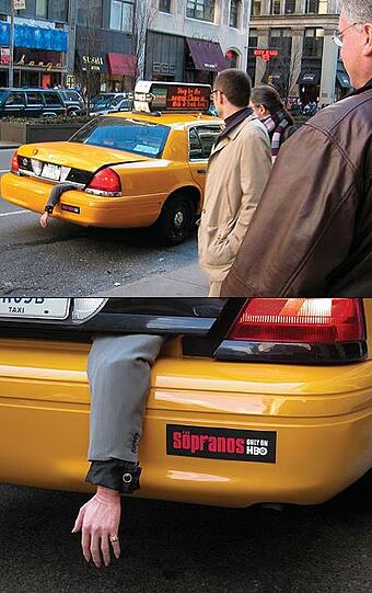 Guerilla Marketing ist eine äußerst amüsante Art der Werbung, hier für die Mafia-Fernsehserie "Die Sopranos".