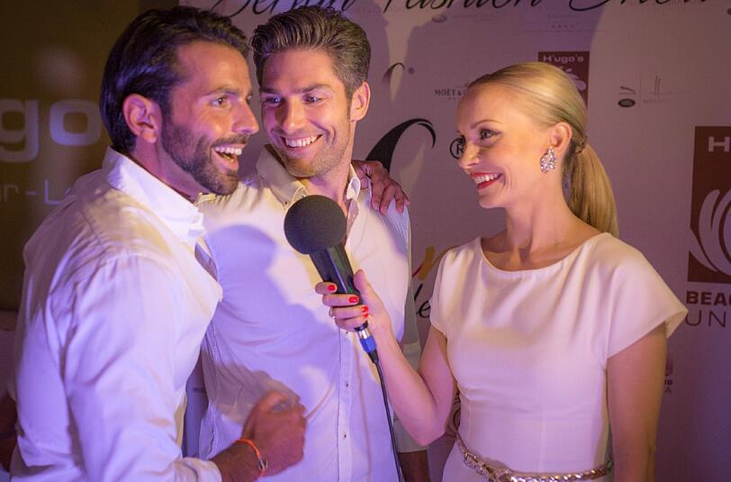 Designer Serhat Yilmaz, Let's Dance-Star Christian Polanc und Schauspielerin Janin Ullmann.