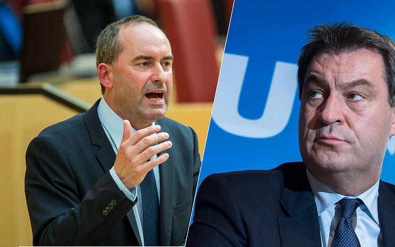 Müssen vielleicht ab Oktober zusammenarbeiten: Hubert Aiwanger (Freie Wähler) und Markus Söder (CSU).