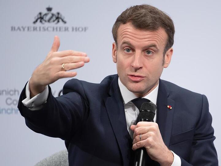 Emmanuel Macron am zweiten Tag der Münchner Sicherheitskonferenz.