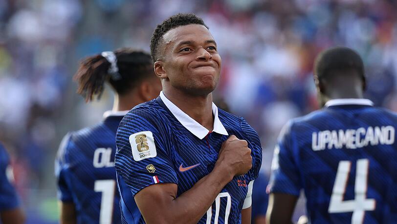 Hat in seiner Karriere nun schon 18 WM-Tore erzielt: Kylian Mbappé. Hat in seiner Karriere nun schon 18 WM-Tore erzielt: Kylian Mbappé.