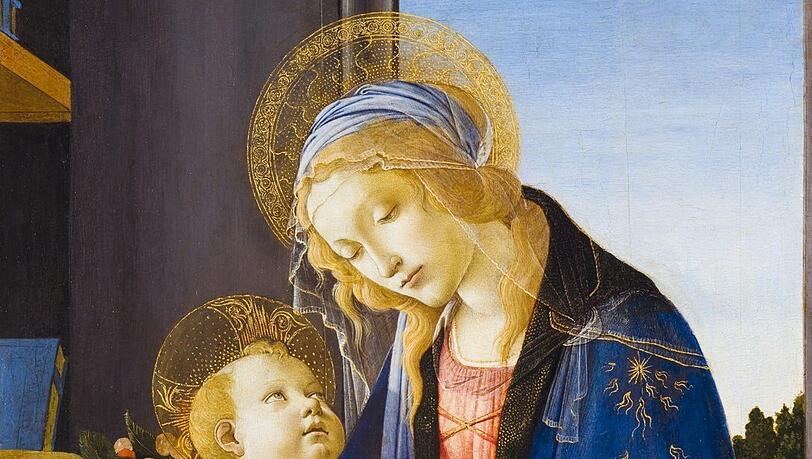 Im Buch steht alles - und es geht nicht gut aus. Das weiß Sandro Botticellis hinreißend zarte Madonna von 1480 natürlich. Der kleine Jesus trägt die Dornenkrone schon am Arm: „Gell, Mama, aus der Nummer komm ich nicht raus?“