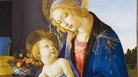 Im Buch steht alles - und es geht nicht gut aus. Das weiß Sandro Botticellis hinreißend zarte Madonna von 1480 natürlich. Der kleine Jesus trägt die Dornenkrone schon am Arm: „Gell, Mama, aus der Nummer komm ich nicht raus?“