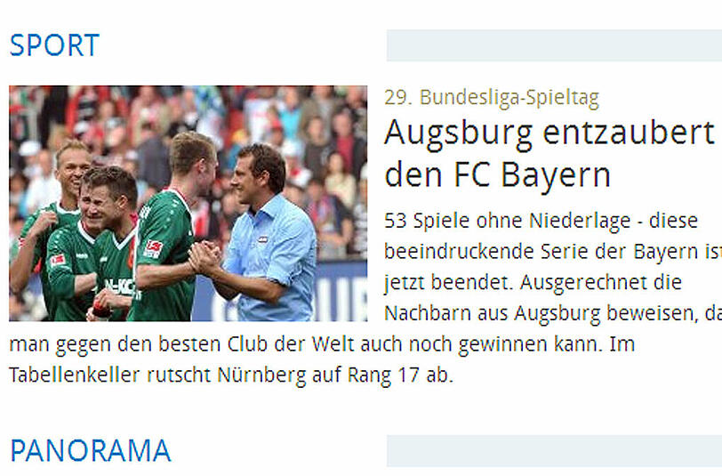 stuttgarter-nachrichten.de schreiben: Augsburg entzaubert den FC Bayern