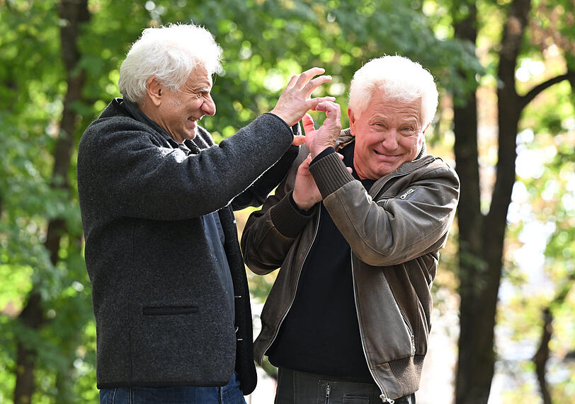Die Schauspieler Udo Wachtveitl (l)(Kommissar Franz Leitmayr) und Miroslav Nemec (Kommissar Ivo Batic).