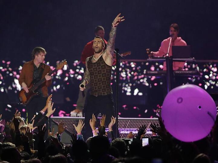 Ein müder Auftritt: Maroon 5 bei ihrer Halbzeit-Show.
