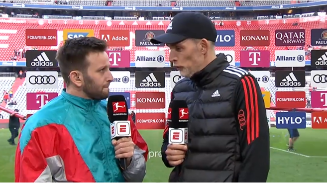 Thomas Tuchel (re.) im Interview mit ESPN-Reporter Archie Rhind-Tutt.