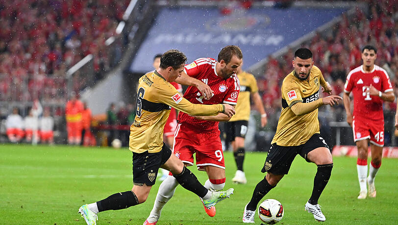 Ließ sich gegen den VfB Stuttgart immer wieder fallen: Harry Kane. Ließ sich gegen den VfB Stuttgart immer wieder fallen: Harry Kane.