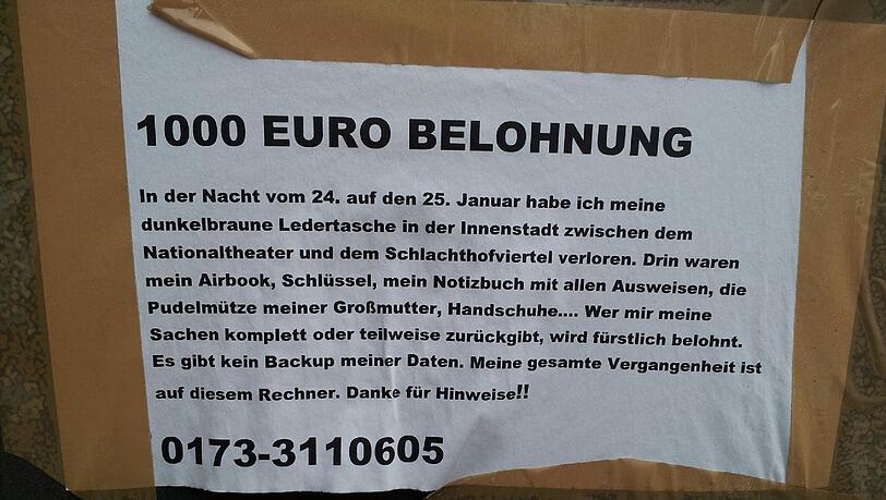 ...findet sich der verzweifelte Appell - Handynummer inklusive. ...findet sich der verzweifelte Appell - Handynummer inklusive.