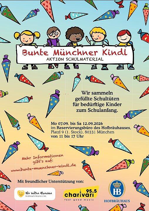 Bereits seit 2016 sammelt das Münchner Projekt "Bunte Münchner Kindl" Schultüten und Schulmaterial für bedürftige Kinder und Jugendliche. Bereits seit 2016 sammelt das Münchner Projekt "Bunte Münchner Kindl" Schultüten und Schulmaterial für bedürftige Kinder und Jugendliche.
