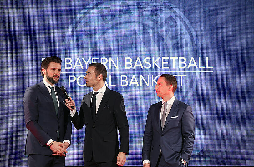 Einstimmung auf das großes Basketball-Pokal-Wochenende in München: Das Bankett in der Säbener Lounge der Allianz Arena.