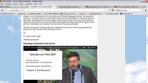 Drüber steht: "Nina Ruge, Moderatorin und Autorin". Drunter redet: Startbahn-Gegner Christian Magerl.