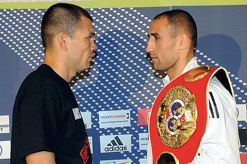 &bdquo;Abraham wollte nicht kämpfen&ldquo;: Viel böses Blut schon im Vorfeld des WM-Kampfes zwischen Titelverteidiger Arthur Abraham (r.) und Herausforderer Raul Marquez.