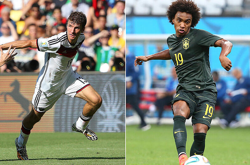 MÜLLER &ndash; WILLIAN: Wäre Neymar nicht verletzt, müsste man über den direkten Vergleich etwas grübeln. Doch das Duell mit Willian (bislang zweimal eingewechselt) gewinnt Bayerns Raumdeuter, Dauerläufer und Vier-Tore-Mann locker.     Stand: 6:3