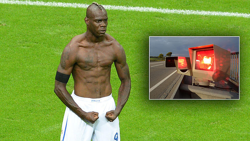 18 Mal soll "FC- Liverpool"-Star Mario Balotelli auf einer norditalienischen Autobahn geblitzt worden sein 18 Mal soll "FC- Liverpool"-Star Mario Balotelli auf einer norditalienischen Autobahn geblitzt worden sein