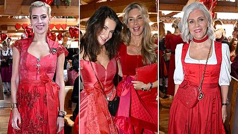 Allesamt in Rot - und teilweise sogar im Partnerlook: Die Promi-Damen haben die "Red Ladies Wiesn" gefeiert.