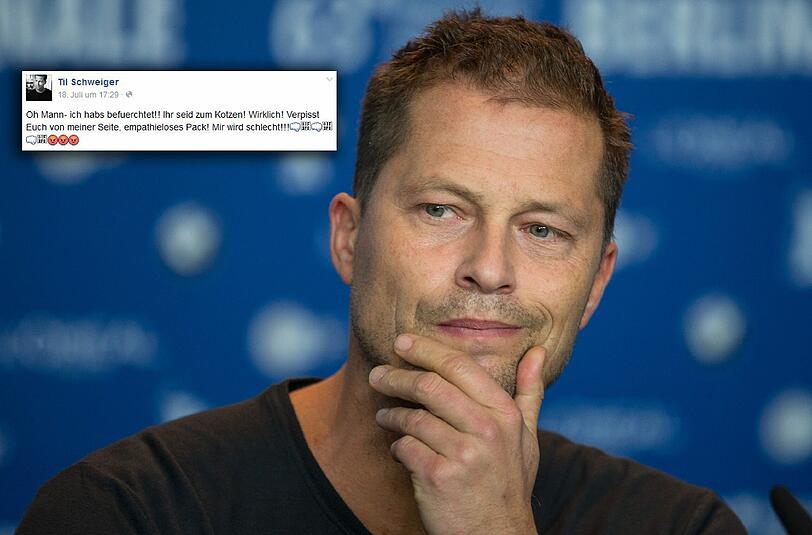 Til Schweiger ist entsetzt über die ausländerfeindlichen Kommentare auf seiner Facebook-Seite