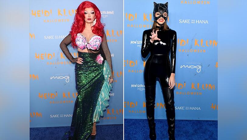 Bill Kaulitz (li.) und Leni Klum auf Heidi Klums Halloween-Party in New York.