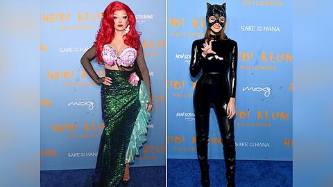 Bill Kaulitz (li.) und Leni Klum auf Heidi Klums Halloween-Party in New York.
