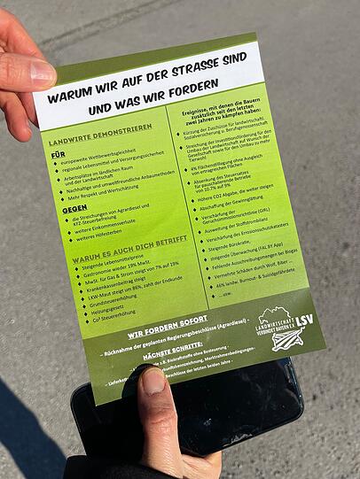 Auf Flugblättern machten die bayerischen Landwirte klar, warum sie demonstrieren.