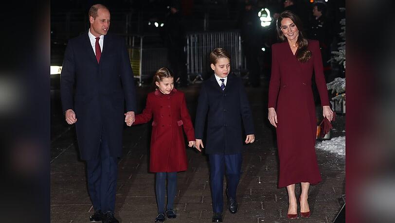 Prinz William mit seinen Kindern und Ehefrau Prinzessin Kate.