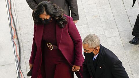 Der ehemalige US-Präsident Barack Obama und seine Frau Michelle auf dem Weg zur Amtseinführung von Joe Biden.