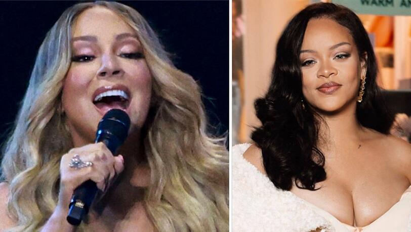 Mariah Carey (l.) konnte Rihanna bei ihrem letzten Weihnachtskonzert 2024 begrüßen.