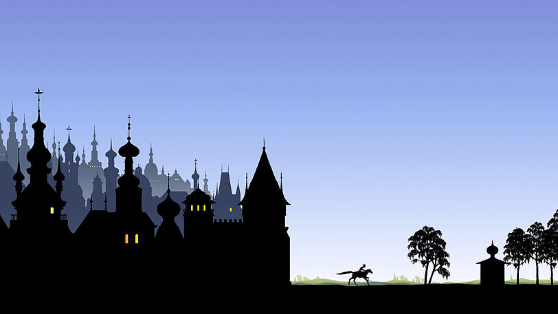 Wer reitet so schnell durch nacht und Wind? Szene aus Michel Ozelots fantastischem "Prinzessinnen und Drachen&ldquo;.