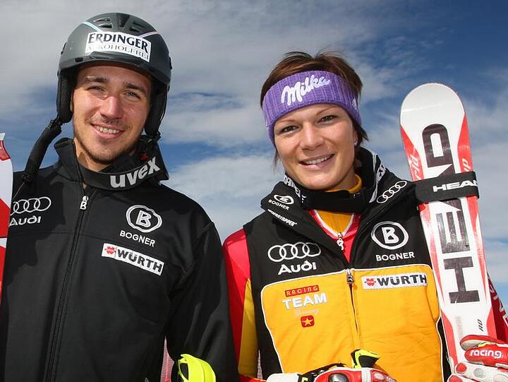 Die Stars beim Weltcup-Fest am 2. Januar auf dem Münchner Olympiaberg: Felix Neureuther (l.) und Maria Riesch, die Sportlerin des Jahres.