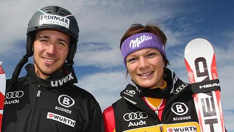 Die Stars beim Weltcup-Fest am 2. Januar auf dem Münchner Olympiaberg: Felix Neureuther (l.) und Maria Riesch, die Sportlerin des Jahres.