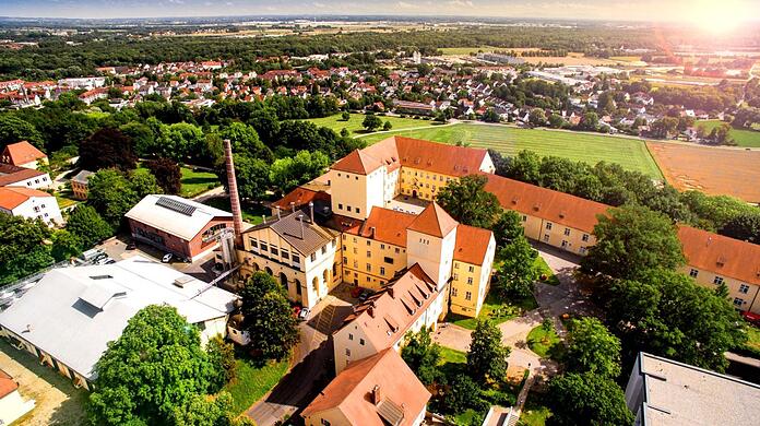 Ein Blick von oben auf die Geburtsstätte des Obazdn - Weihenstephan ist eins unser kulinarischen Ausflugsziele.