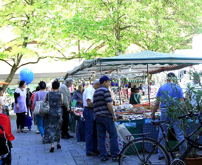 Der Fischmarkt auf dem Rotkreuzplatz.
