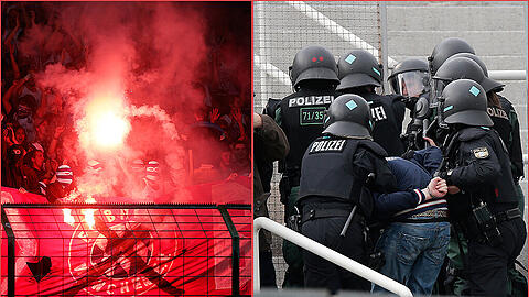 Feuerige Atmosphäre beim kleinen Derby. Beim Hinspiel im August musste die Polizei gleich mehrmals eingreifen.